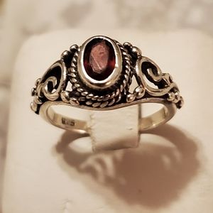 925 Silver Garnet Ring